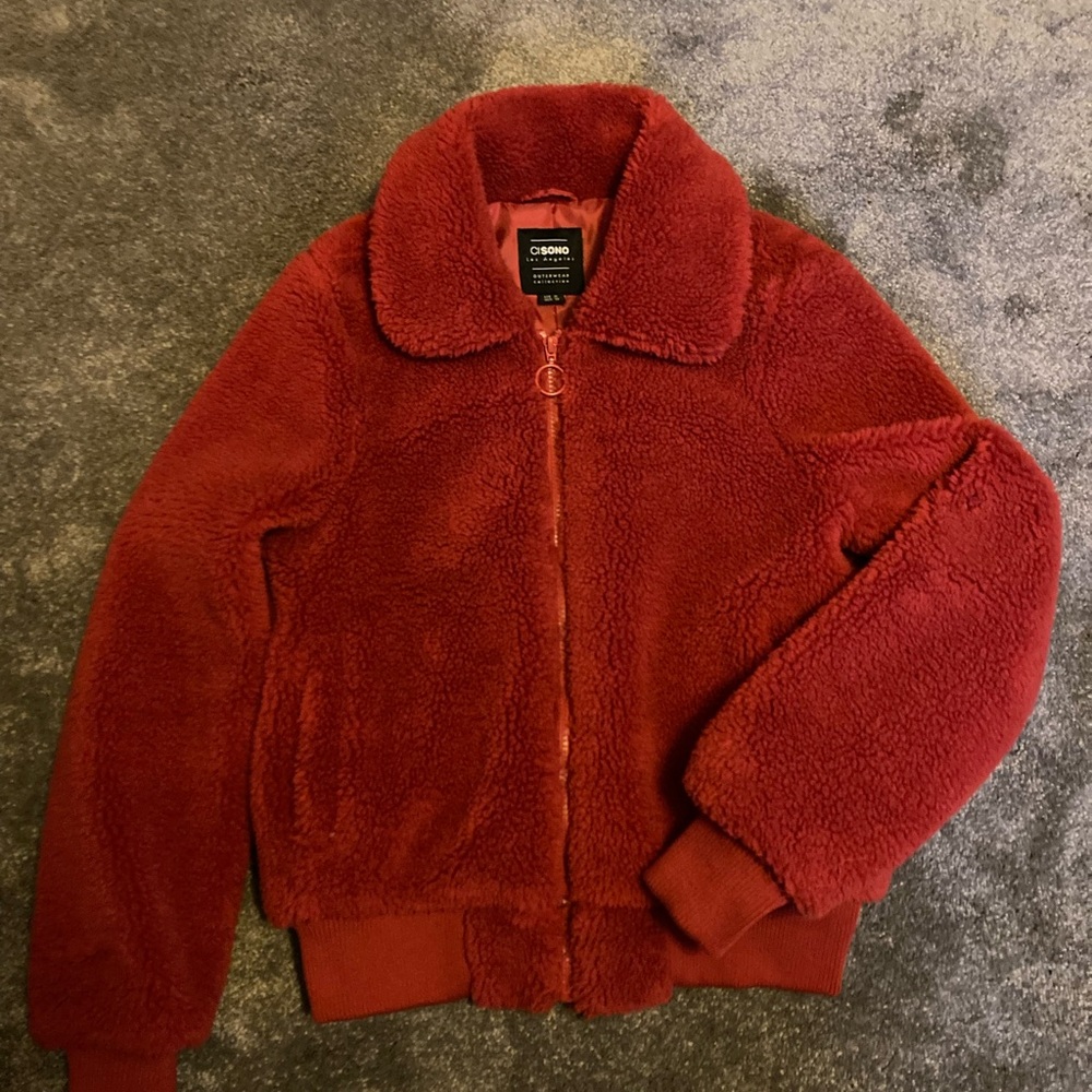 Cozy Red Faux Fur Jacket